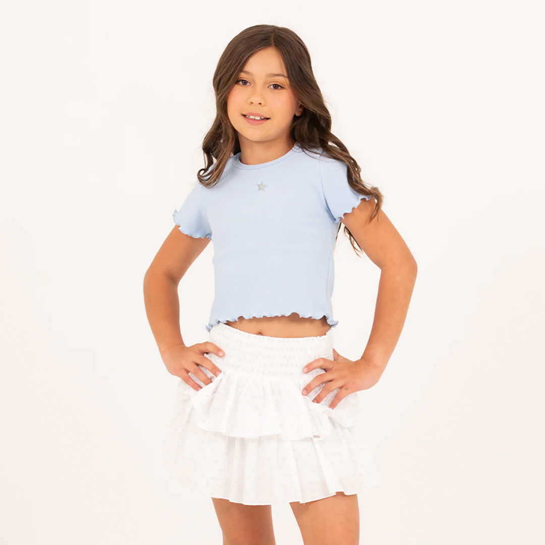 TOP ACANALADO PARA NIÑA CON DETALLE DE ESTRELLA EN FOIL