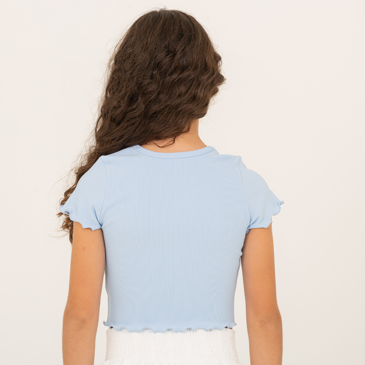 Camiseta para niñas en rib con detalle de estrella en foil - Azul