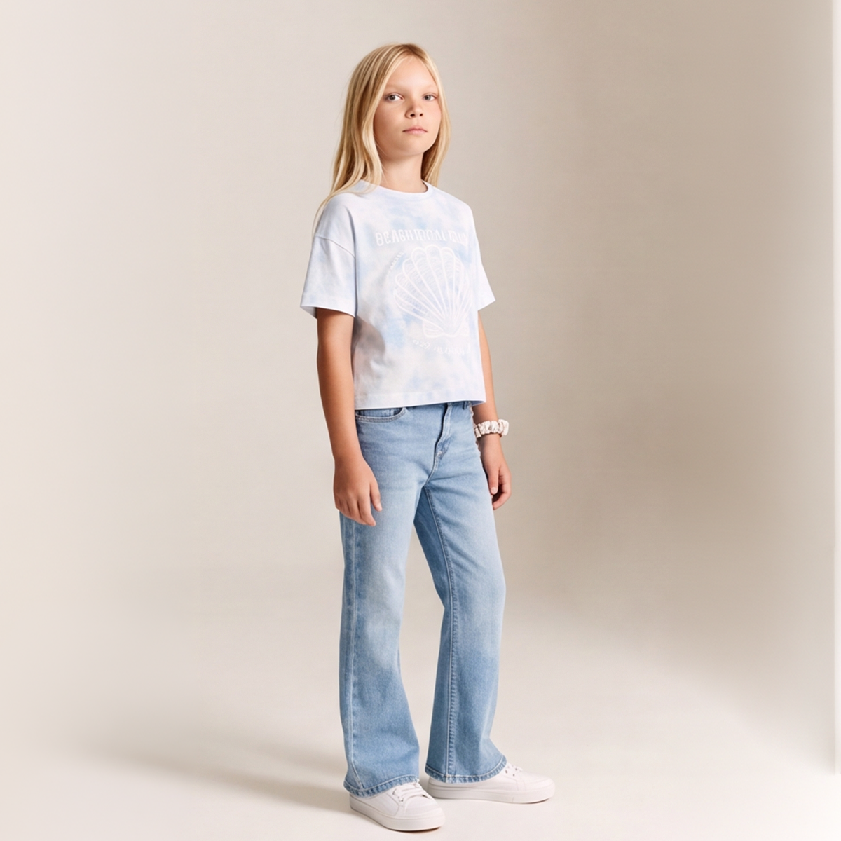 Camiseta para niñas tie dye - Azul