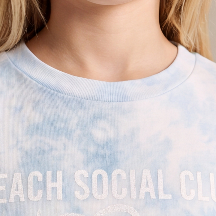 CAMISETA PARA NIÑAS CON ESTAMPADO TIE DYE - AZUL