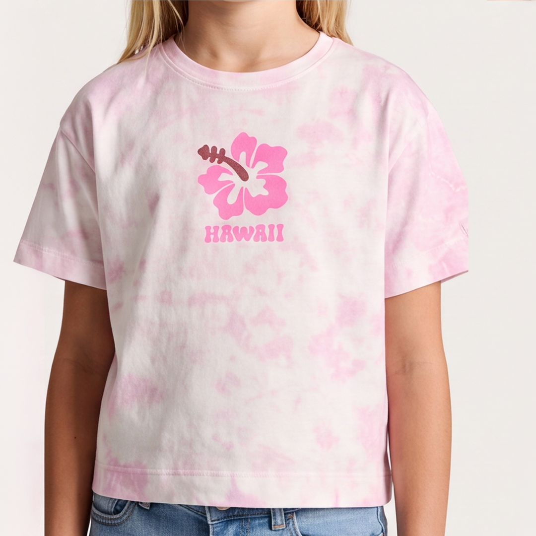 CAMISETA PARA NIÑAS CON ESTAMPADO TIE DYE - ROSADA