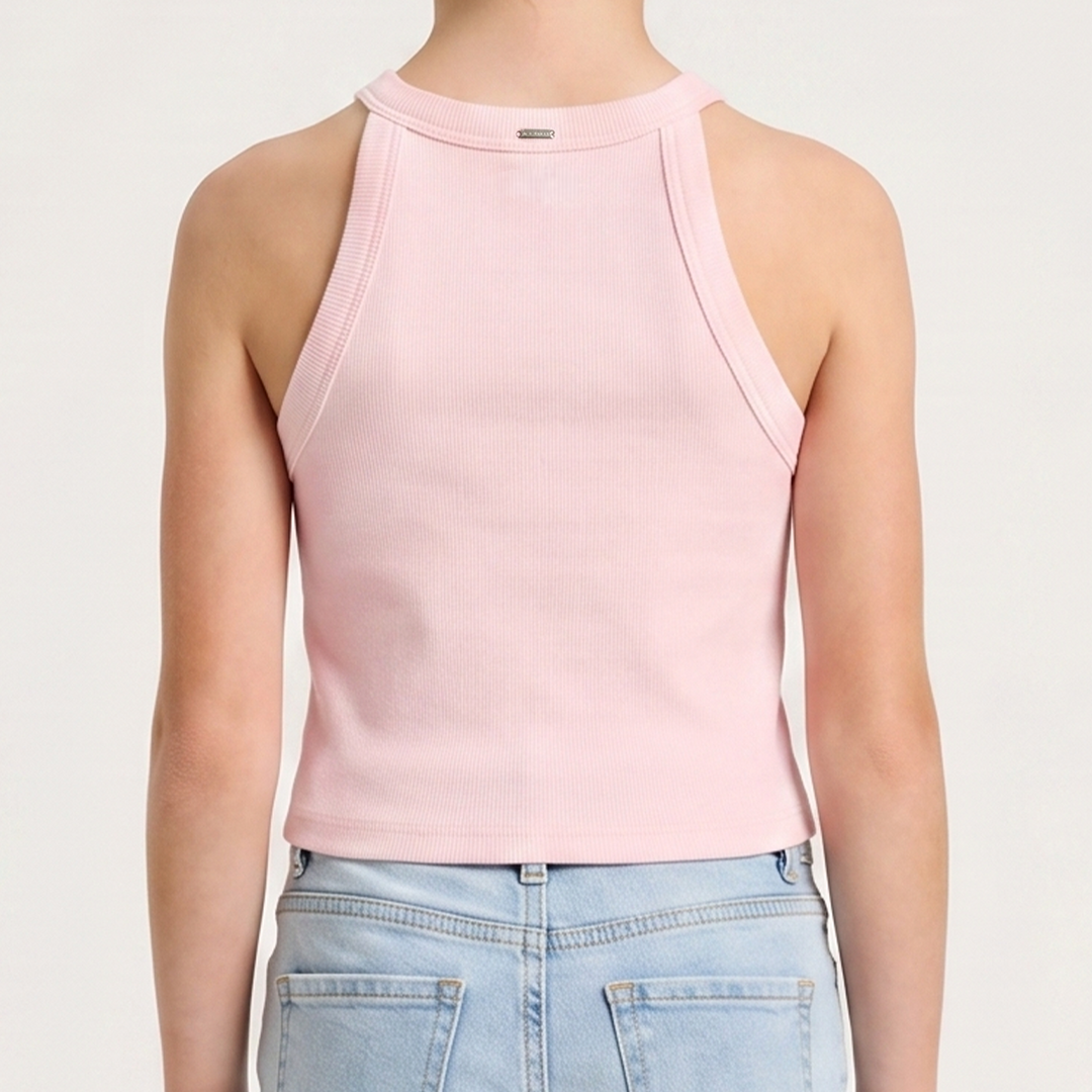 CROP TOP PARA NIÑAS EN RIB CON DISEÑO BORDADO