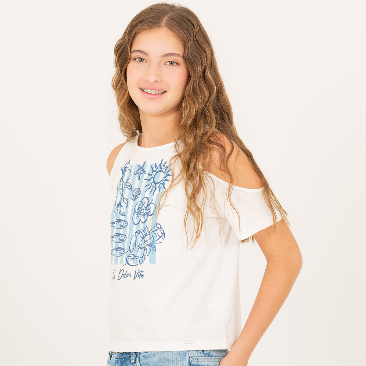 Camiseta para niñas con diseño estampado - Blanco