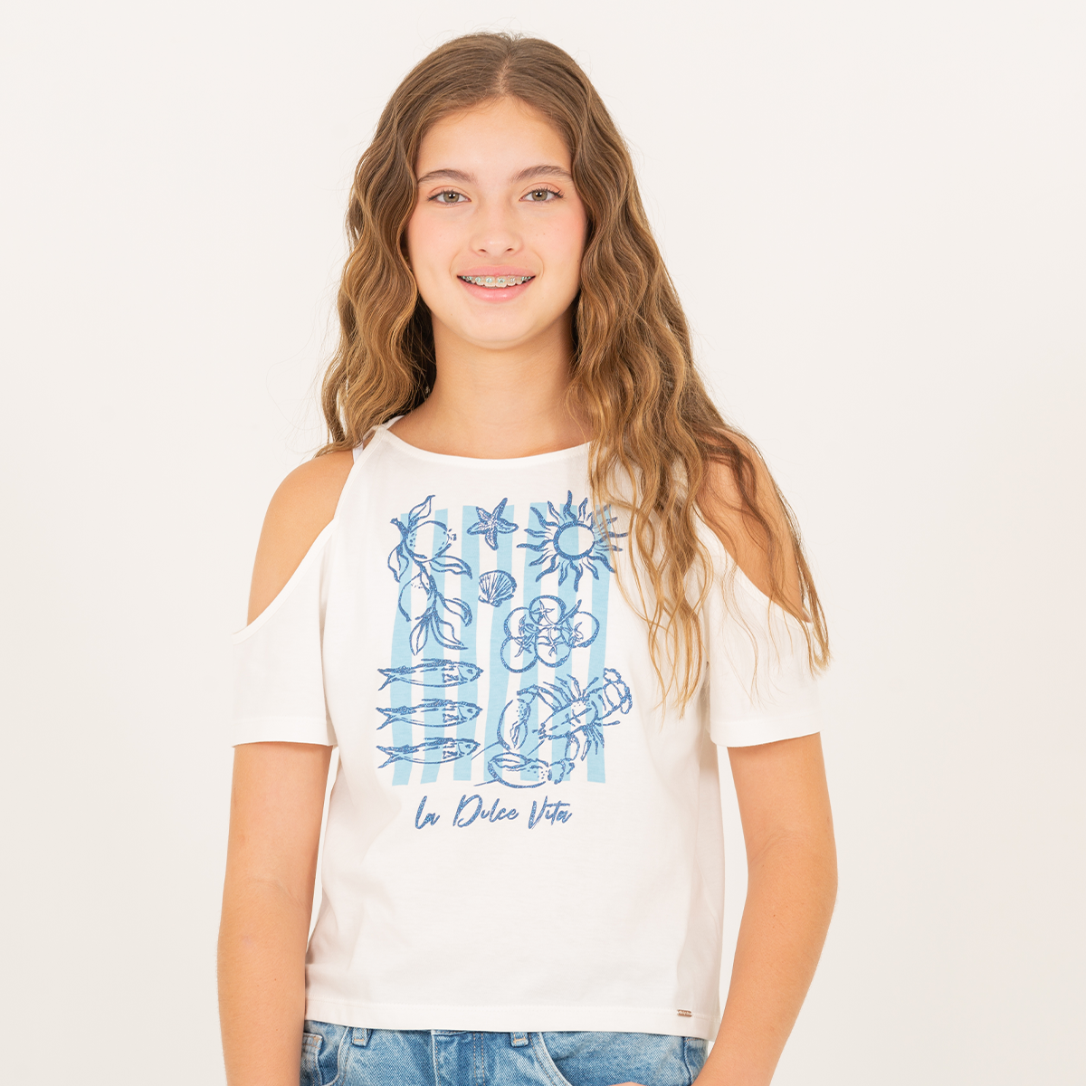 Camiseta para niñas con diseño estampado - Blanco