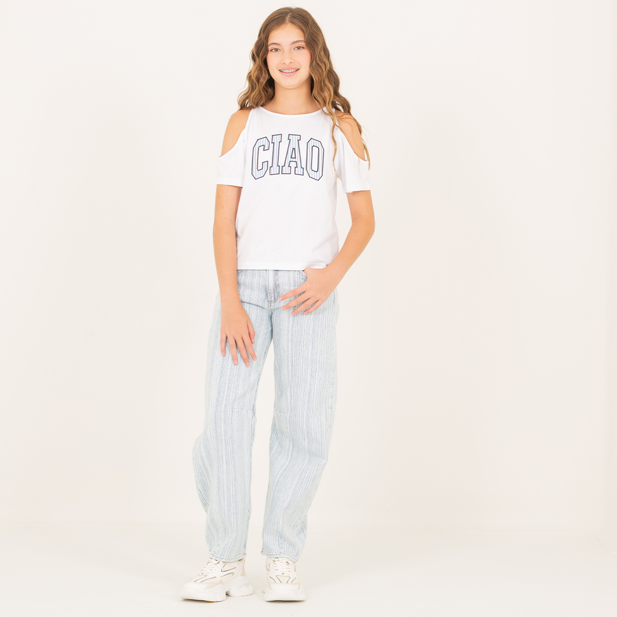 Camiseta para niñas con diseño ciao - Blanco