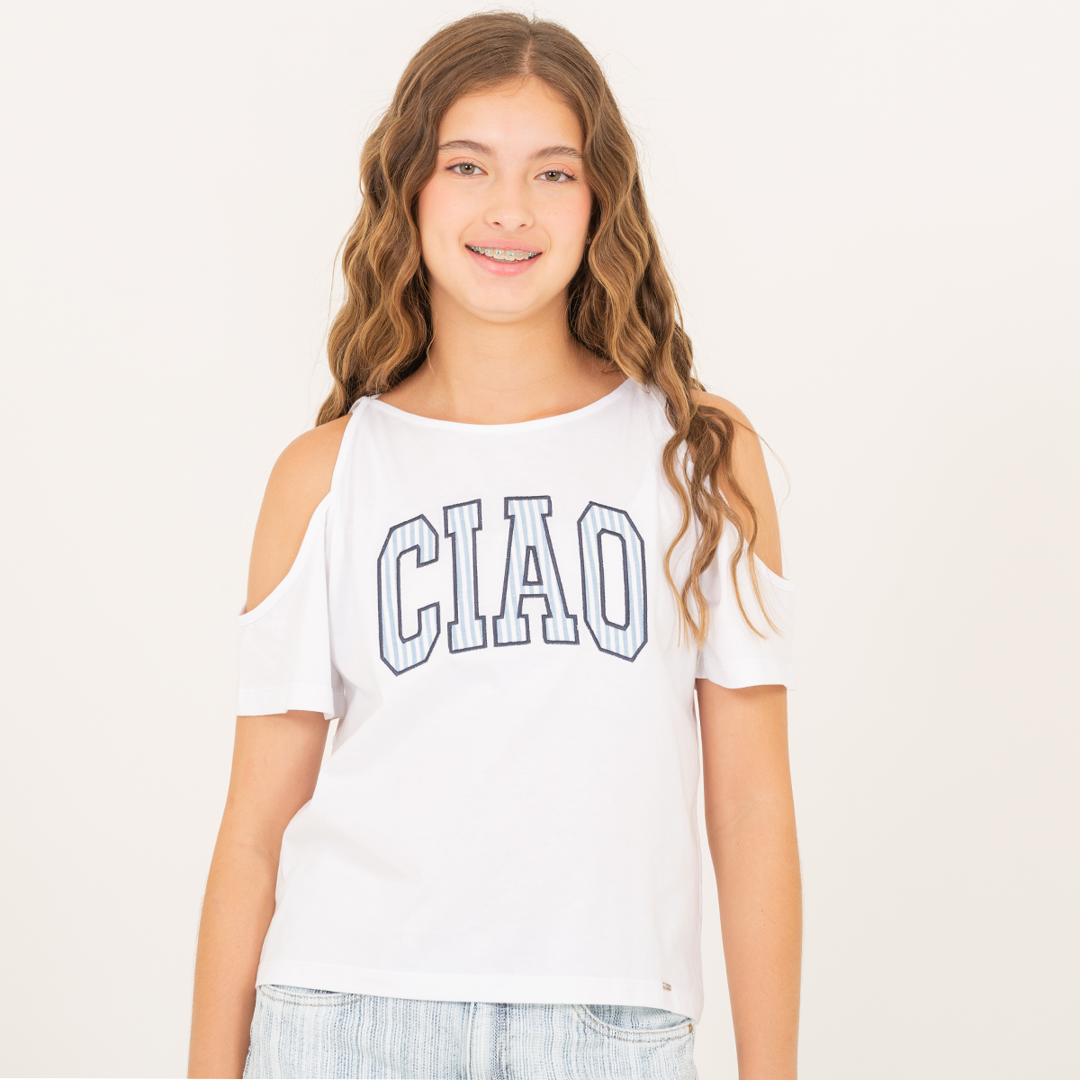 Camiseta para niñas con diseño ciao - Blanco