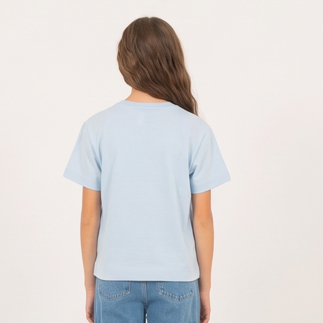 Camiseta para niñas con diseño estampado "organic farm" - Azul