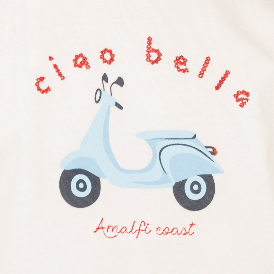 CAMISETA PARA NIÑAS CON ESTAMPADO "CIAO BELLA" BEIGE