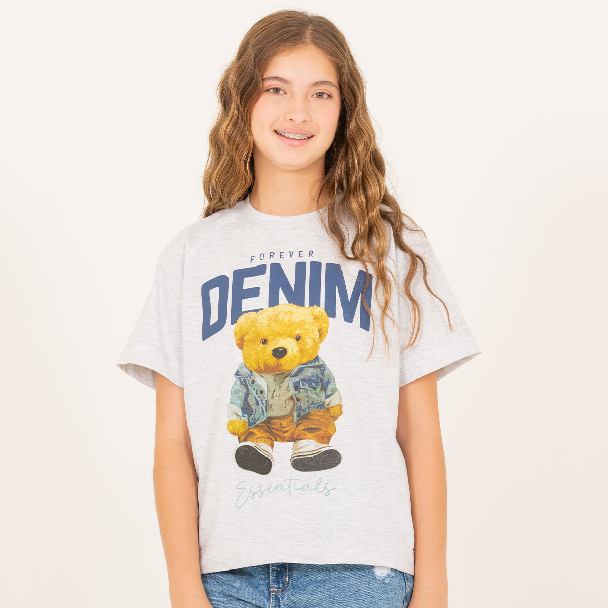 Camiseta para niñas con diseño estampado - Gris