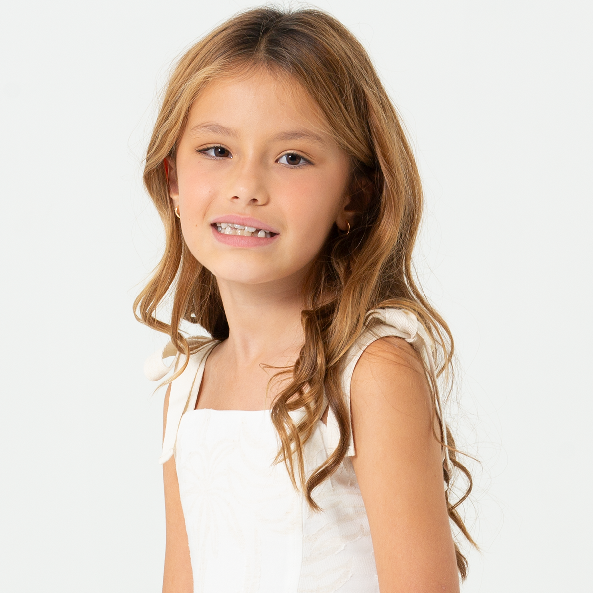 Crop top para niñas con diseño texturizado - Beige