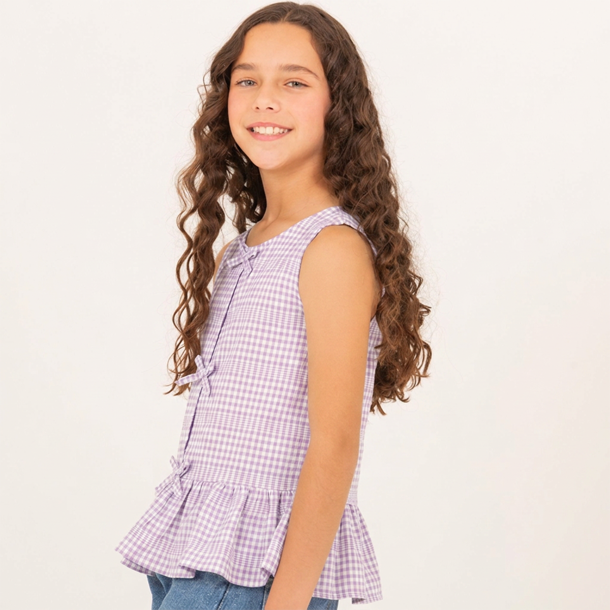 Camisa para niñas con detalle de lazos decorativos - Morado
