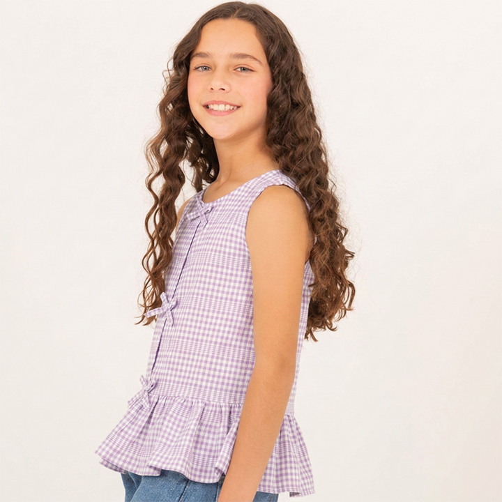 Camisa para niñas con detalle de lazos decorativos - Morado