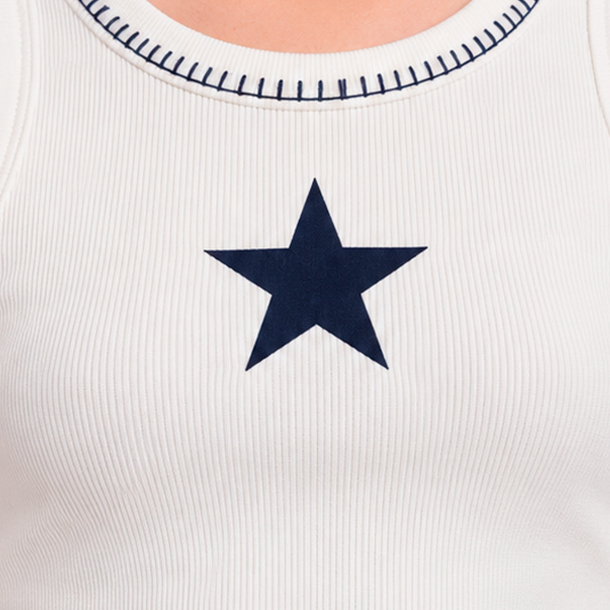 Camisa para niñas en rib con diseño estampado de estrella - Beige