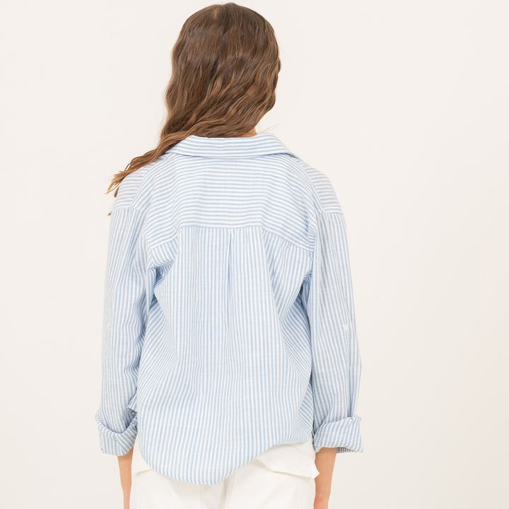 CAMISA PARA NIÑAS MANGA LARGA - COLOR AZUL
