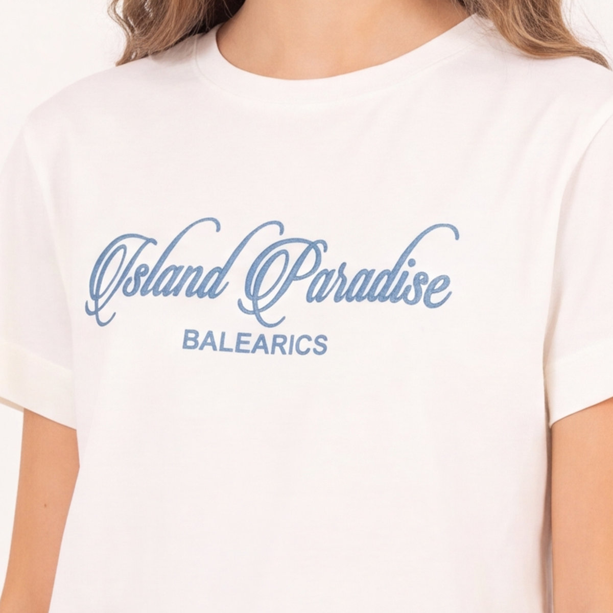 Camiseta para niñas con diseño bordado Island Paradise - Beige