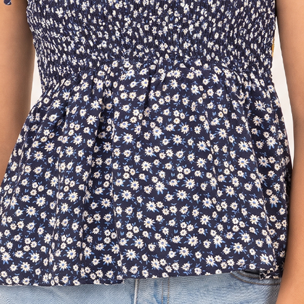 Blusa para niñas con diseño floral - Azul