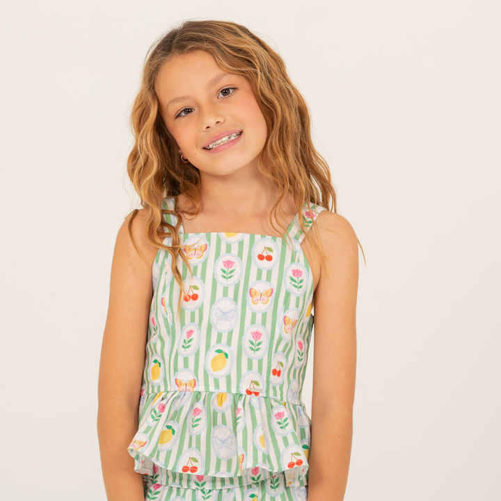 CROP TOP PARA NIÑAS CON DISEÑO ESTAMPADO - VERDE