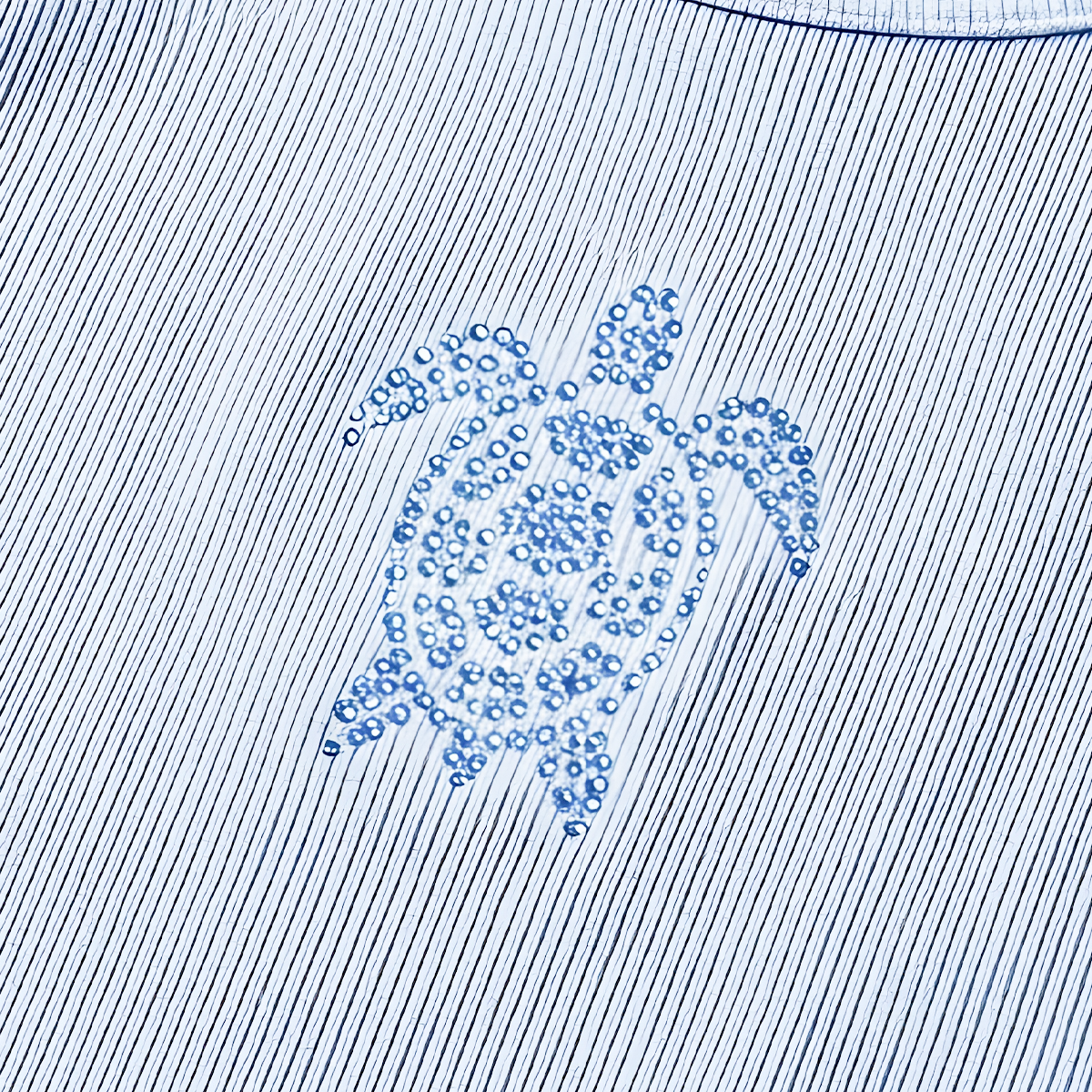 Camisa para niñas en rib con diseño frontal de tortuga – Azul