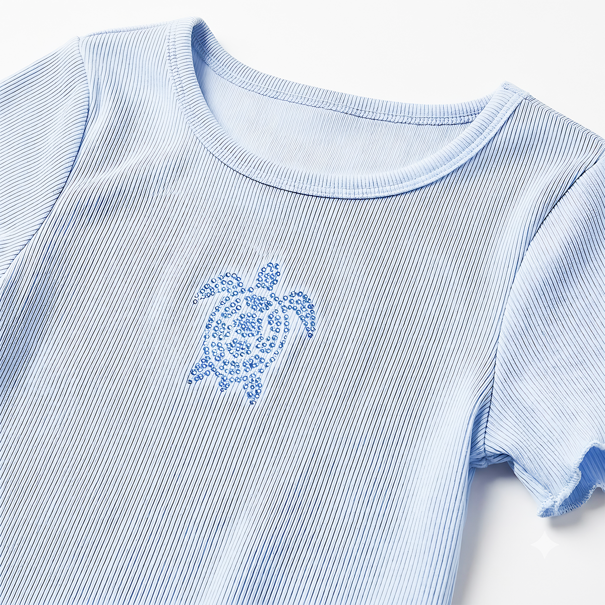 Camisa para niñas en rib con diseño frontal de tortuga – Azul