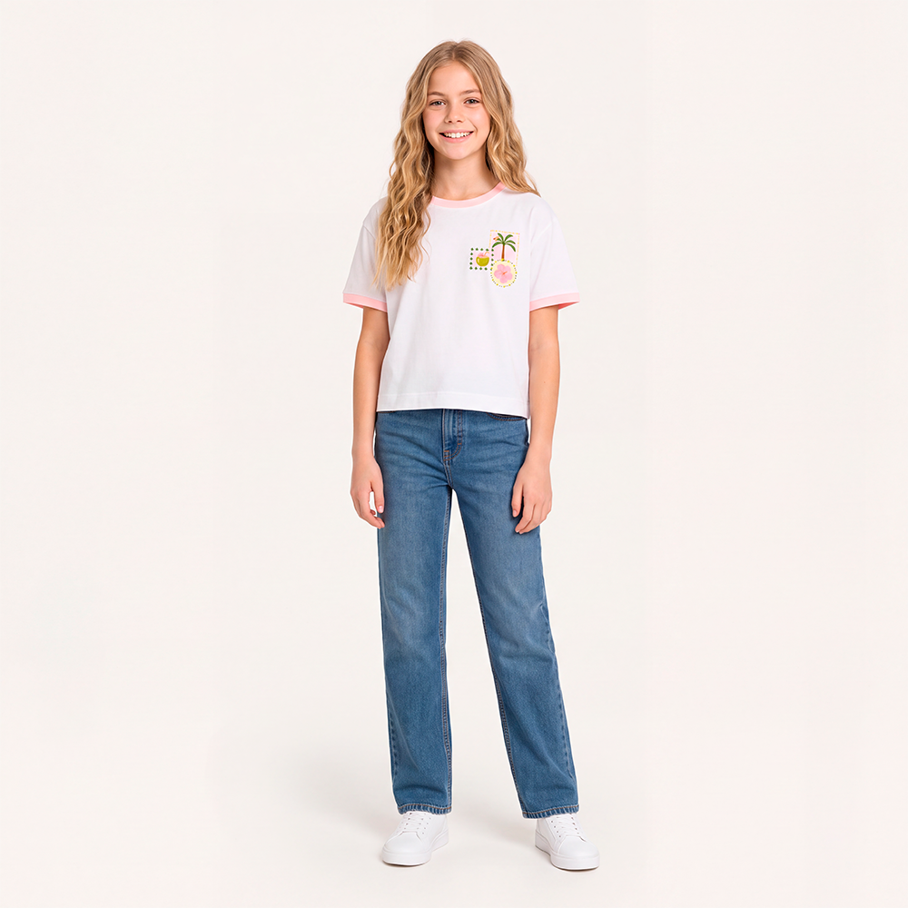 Camiseta para niñas con diseño estampado  - Beige