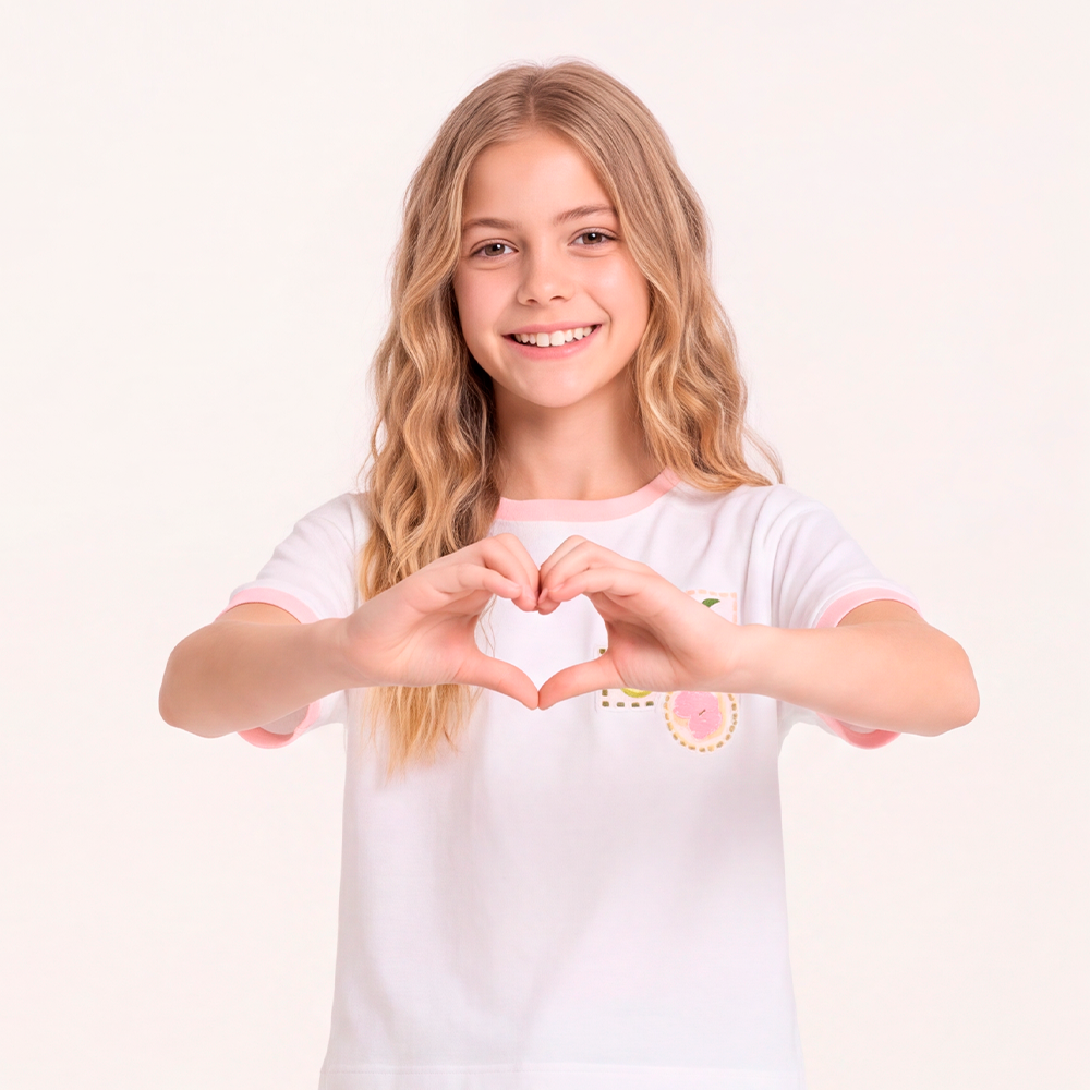 Camiseta para niñas con diseño estampado  - Beige