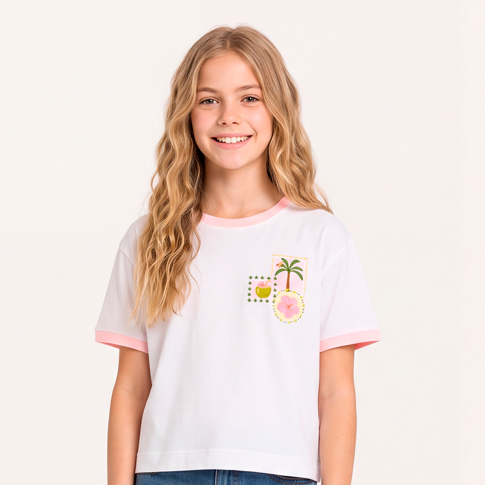 Camiseta para niñas con diseño estampado  - Beige