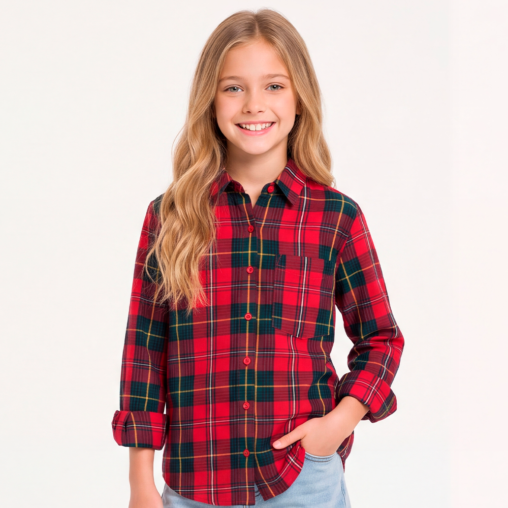 Camisa para niñas manga larga - Roja