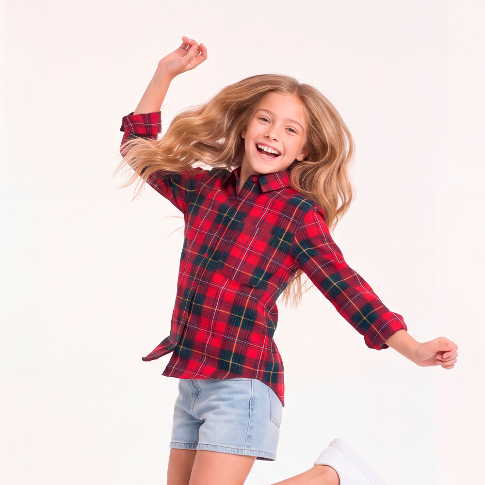 Camisa para niñas manga larga - Roja