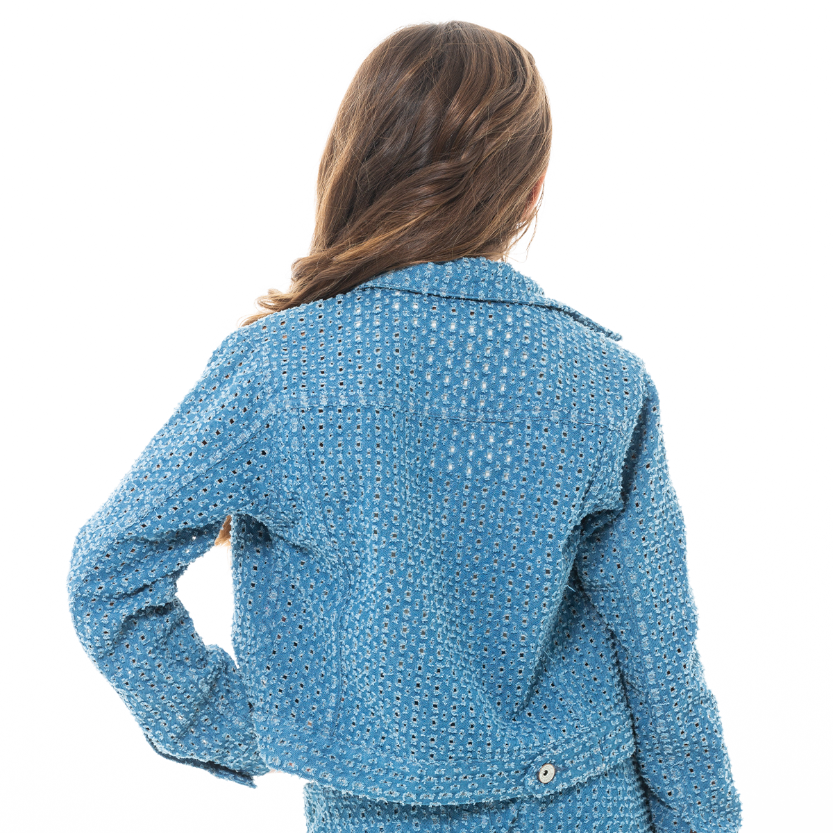 CHAQUETA PARA NIÑAS DENIM TEXTURIZADA