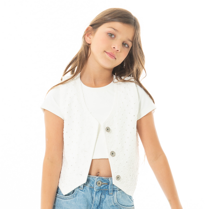 CHALECO PARA NIÑAS CON DISEÑO TEXTURIZADO