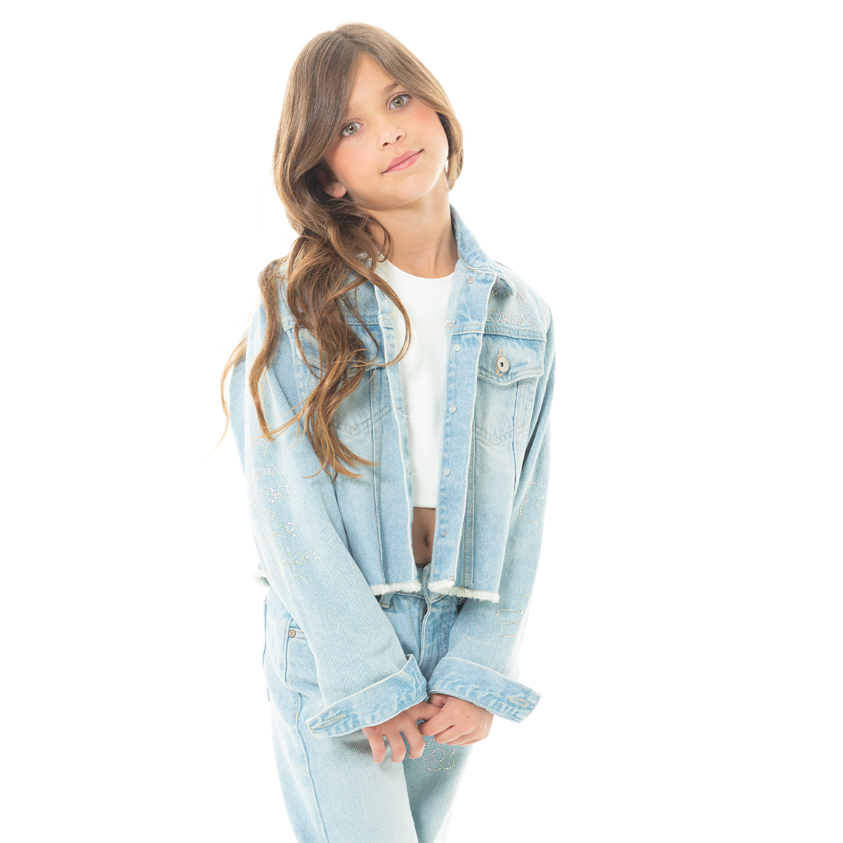 CHAQUETA PARA NIÑAS CON APLIQUES BRILLANTES