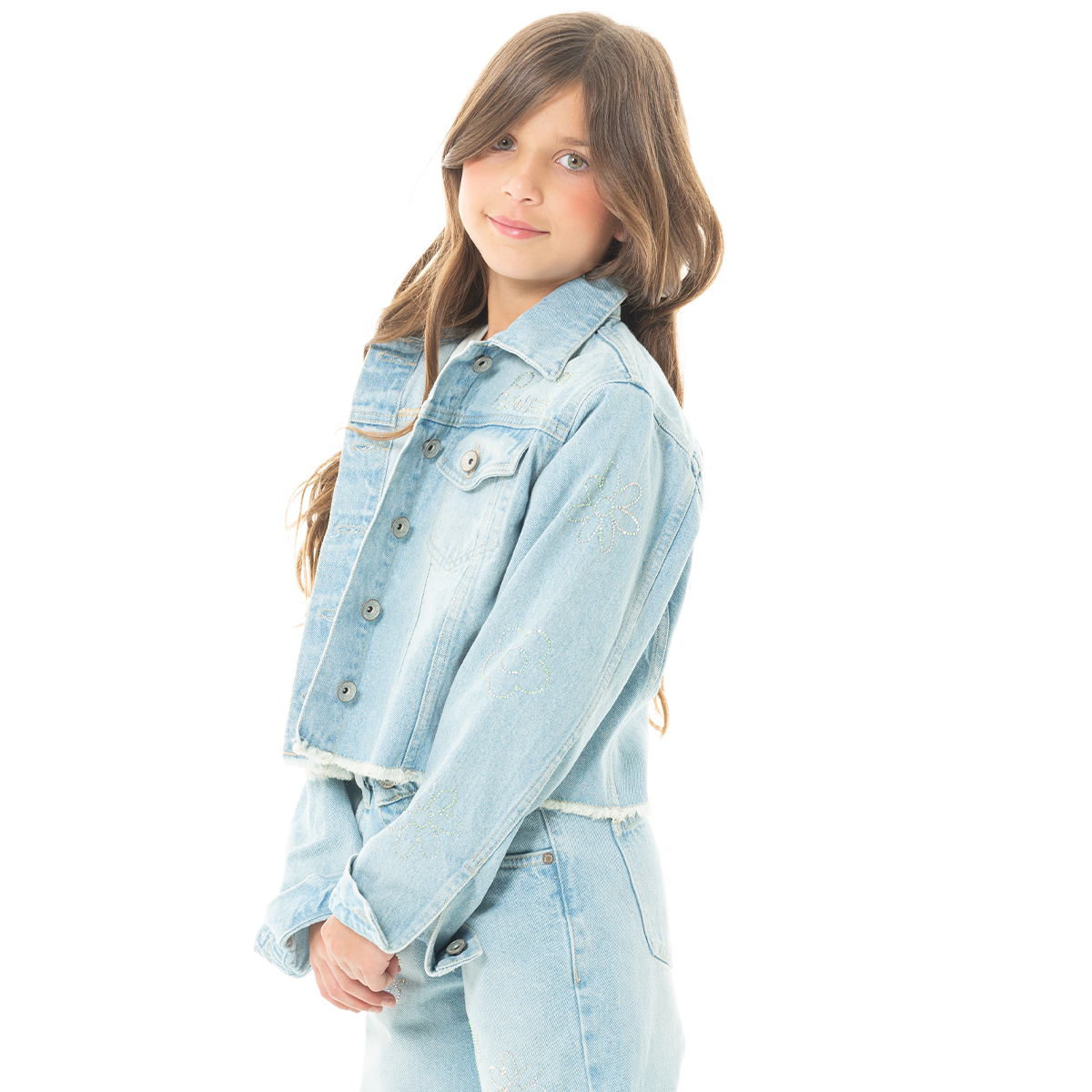CHAQUETA PARA NIÑAS CON APLIQUES BRILLANTES