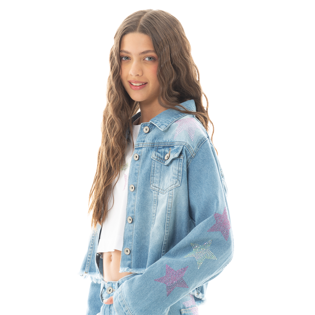 CHAQUETA PARA NIÑAS CON DISEÑO DE ESTRELLAS