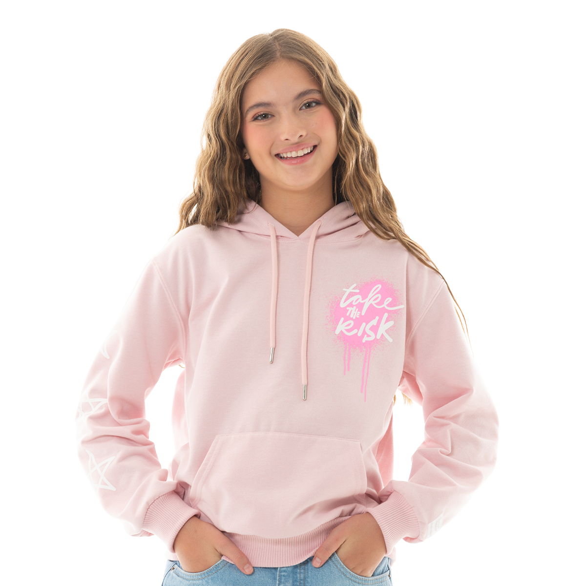 HOODIE PARA NIÑAS CON DISEÑO ESTAMPADO TAKE THE RISK