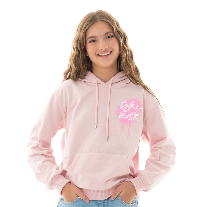 HOODIE PARA NIÑAS CON DISEÑO ESTAMPADO TAKE THE RISK