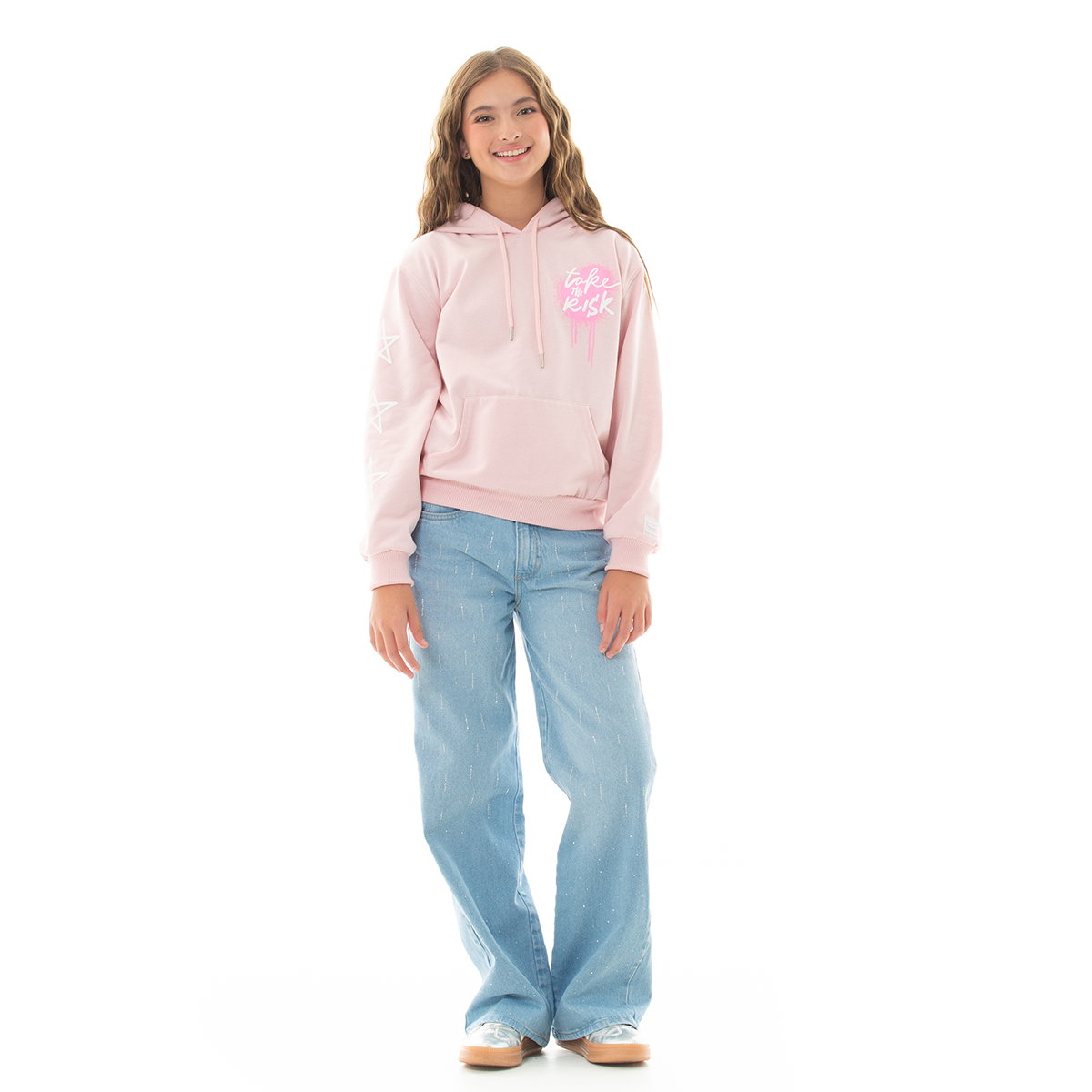 HOODIE PARA NIÑAS CON DISEÑO ESTAMPADO TAKE THE RISK