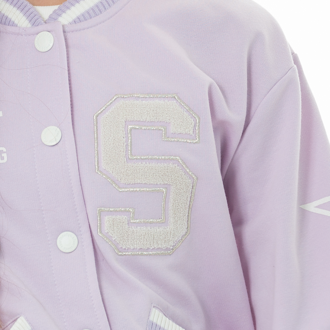 CHAQUETA PARA NIÑAS VARSITY LILA PASTEL