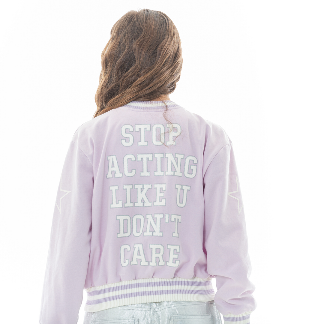 CHAQUETA PARA NIÑAS VARSITY LILA PASTEL