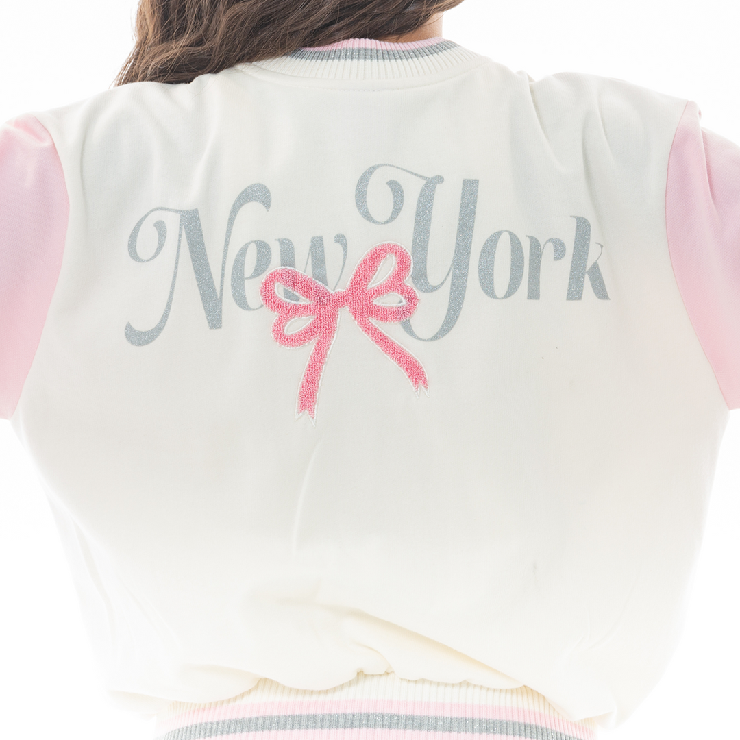 🎀 CHAQUETA PARA NIÑAS VARSITY - COLOR ROSADO