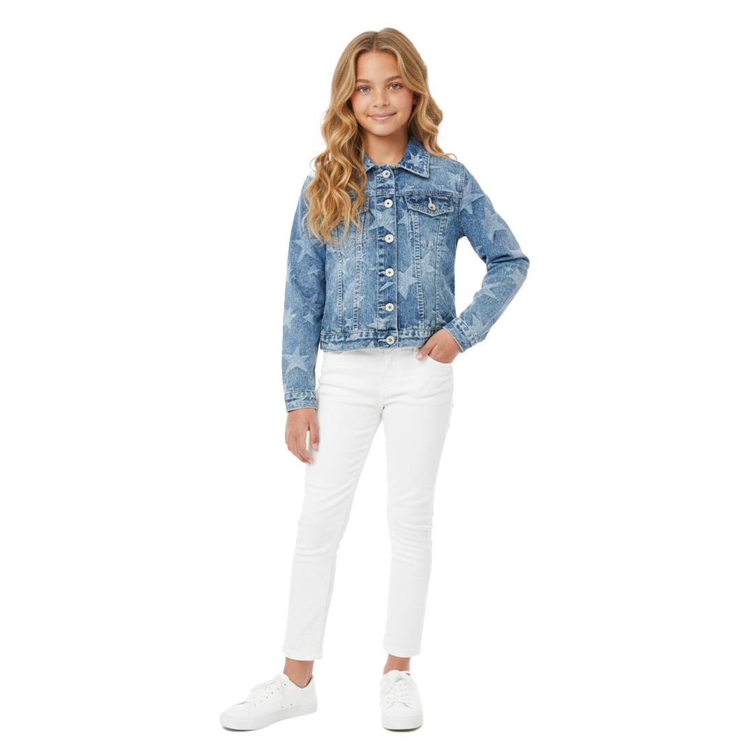 CHAQUETA PARA NIÑAS CON DISEÑO EN JACQUARD DE ESTRELLAS