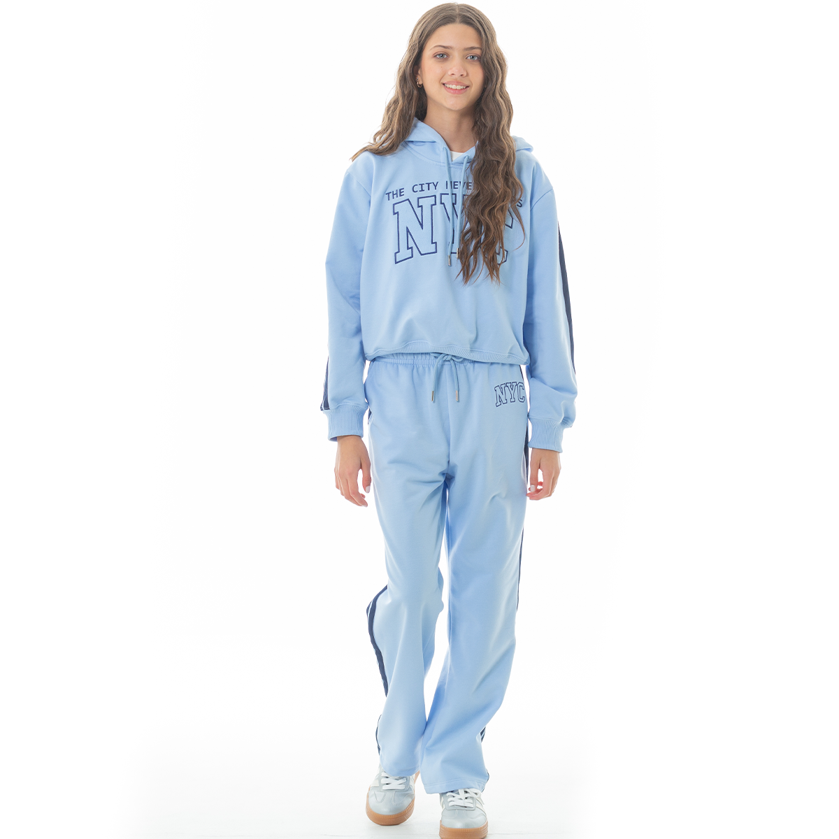 Hoodie para niñas con diseño bordado NYC - Azul