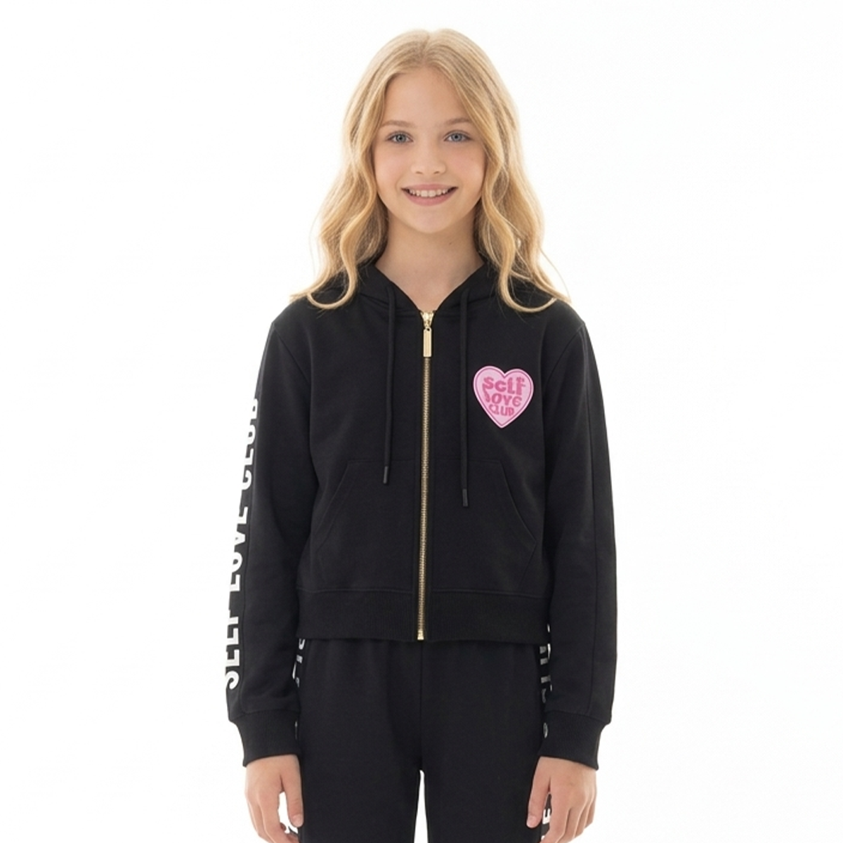 Hoodie para niñas con cremallera – self love club