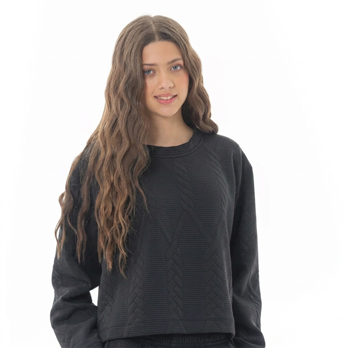 Hodie para niñas con diseño texturizado - Negro