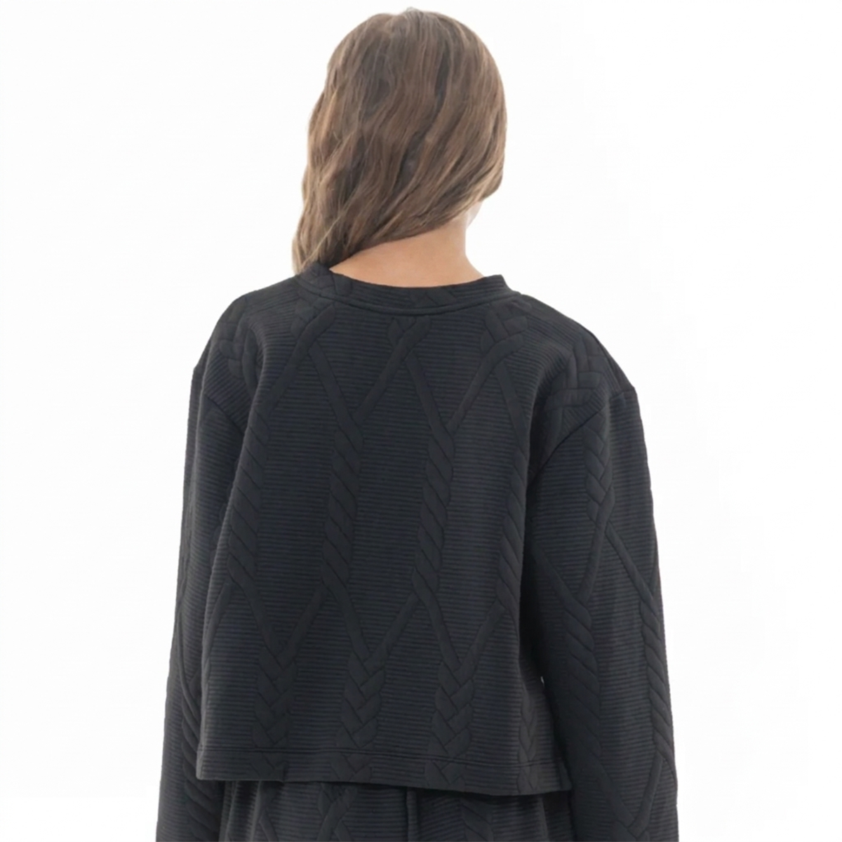 Hodie para niñas con diseño texturizado - Negro