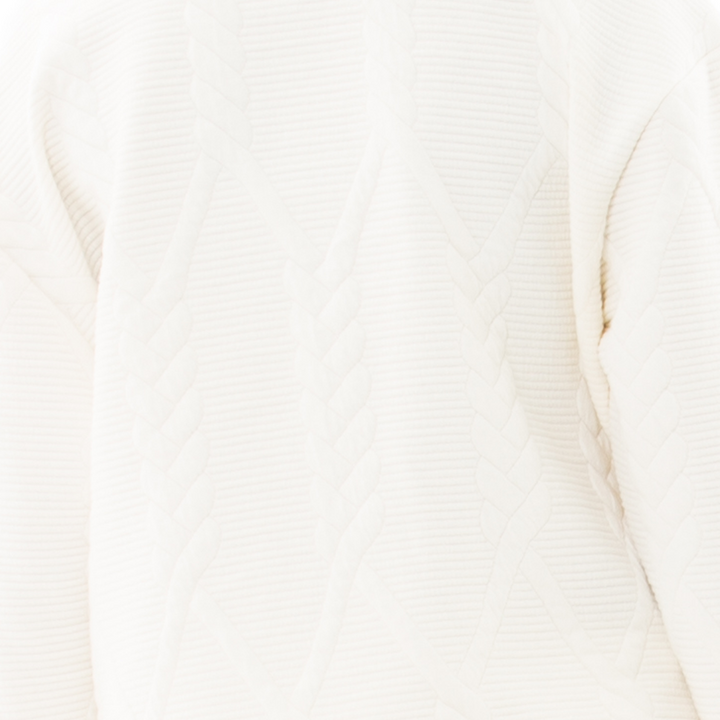 HOODIE PARA NIÑAS CON DISEÑO EN TEJIDO TRENZADO - COLOR MARFIL