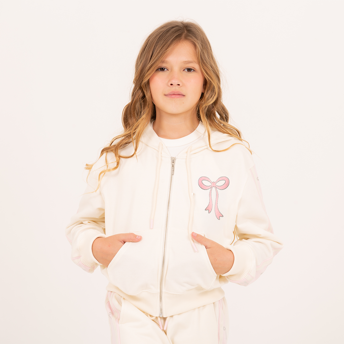 Hoodie para niñas con estampado de lazo en foil