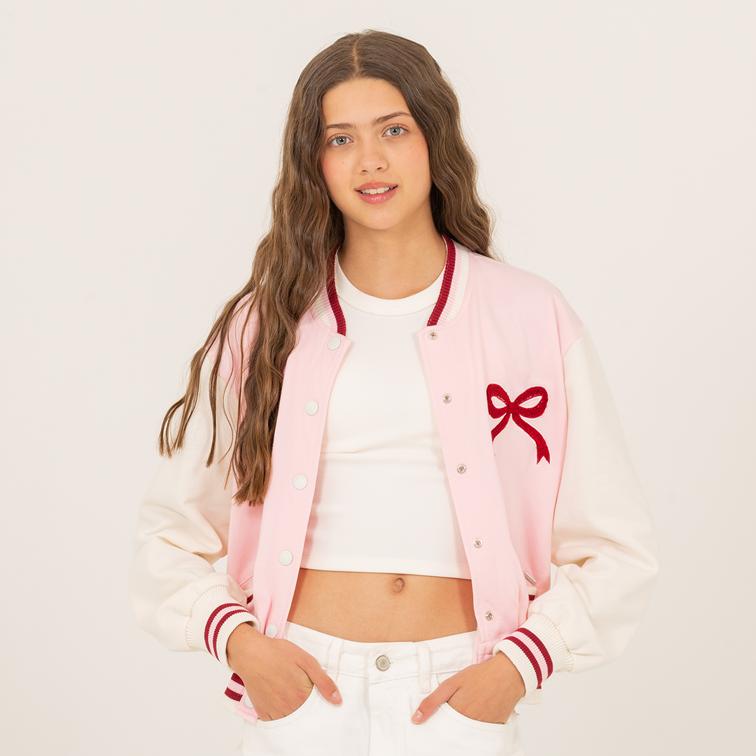 CHAQUETA PARA NIÑAS ESTILO VARSITY PARIS