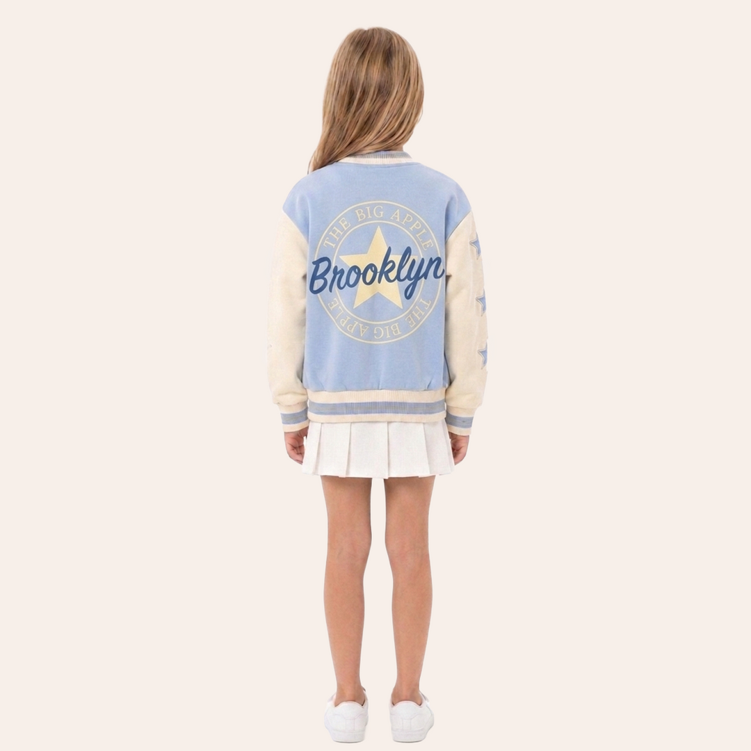 CHAQUETA PARA NIÑAS ESTILO VARSITY BROKLYN