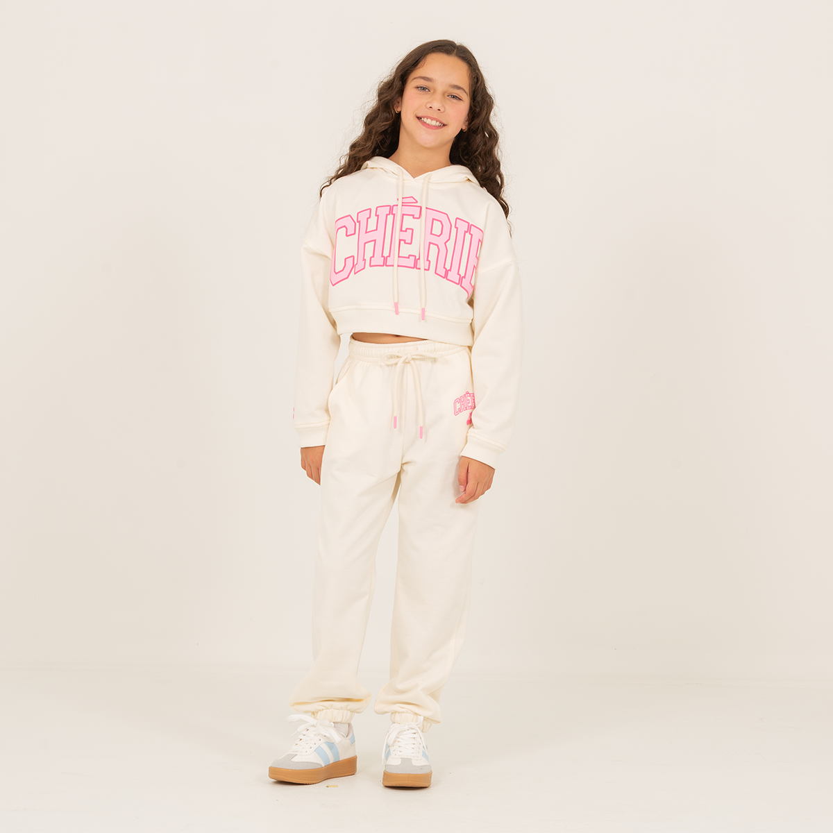 Hoodie para niñas para niñas cherie – Off white