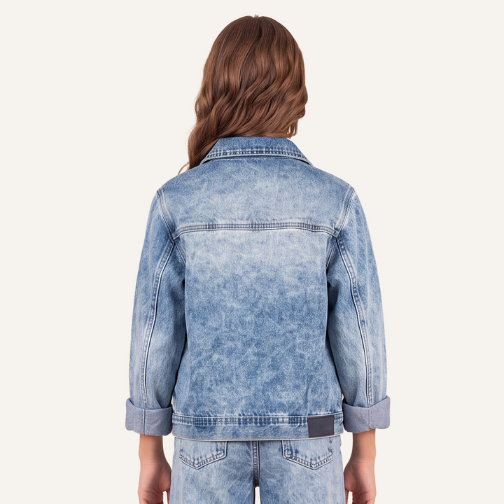 Chaqueta para niñas en denim clasica - Azul